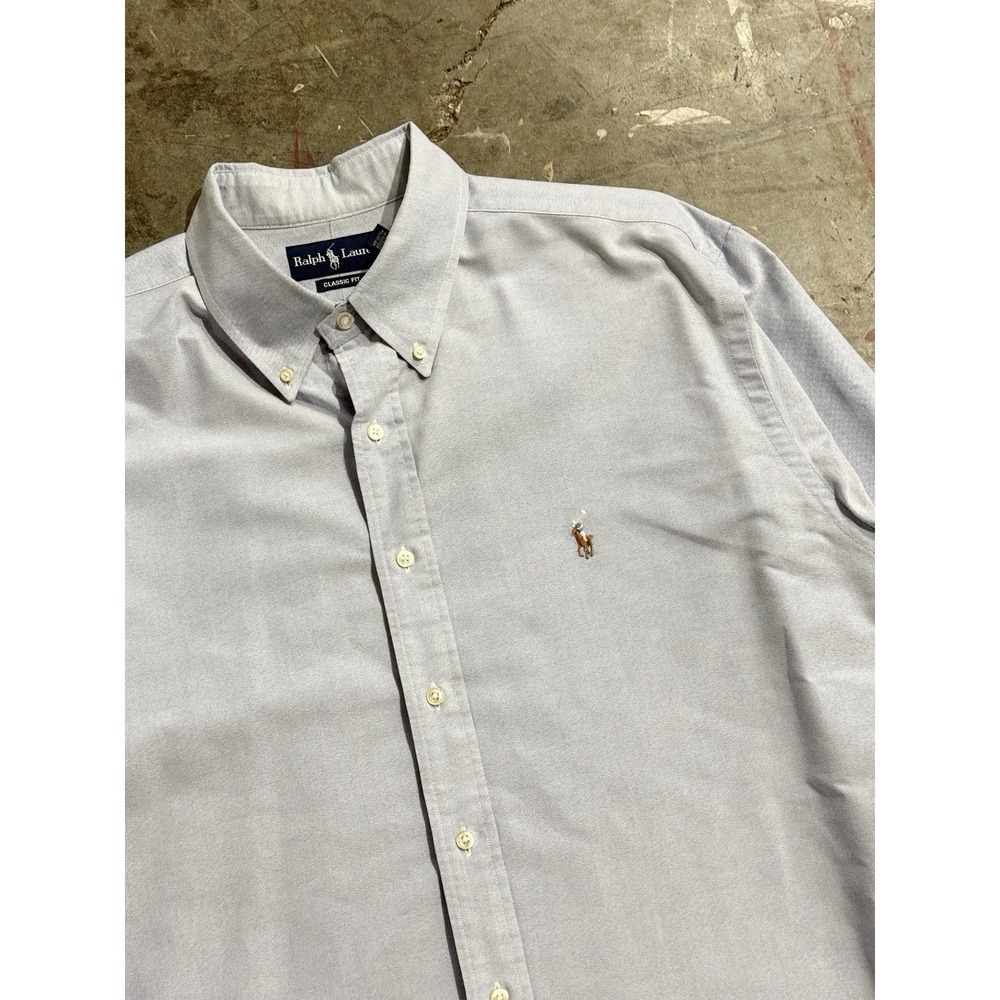Polo Ralph Lauren Shirt Mens 2XL Blue Classic Fit Oxford Button Down Long Sleeve